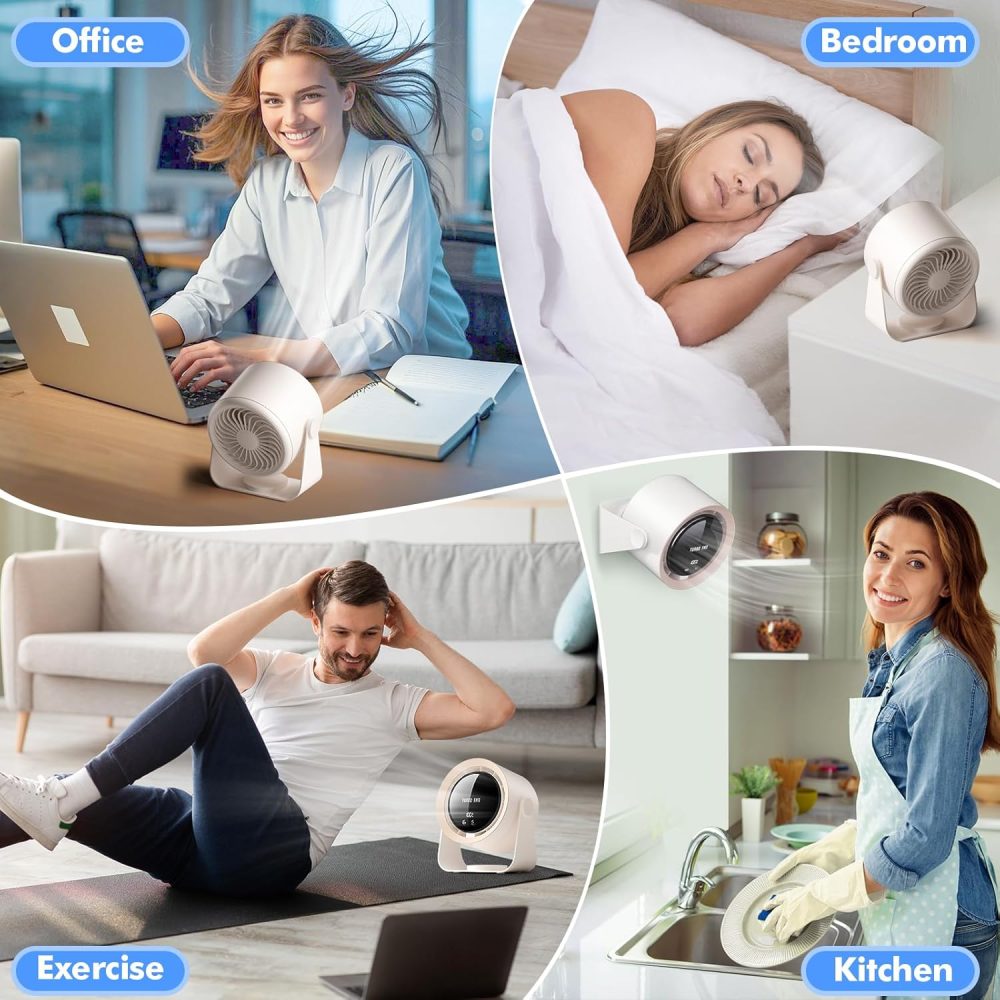 yokye Desk Fan, USB Desktop Fan with LED Display & Long Battery Life, 100 Speeds, 90° Adjustable Head Tilt, 3-in-1 Powerful Table Fan for Bedroom, Kitchen, Office, Home,Camping (Dark Gray) - Image 6