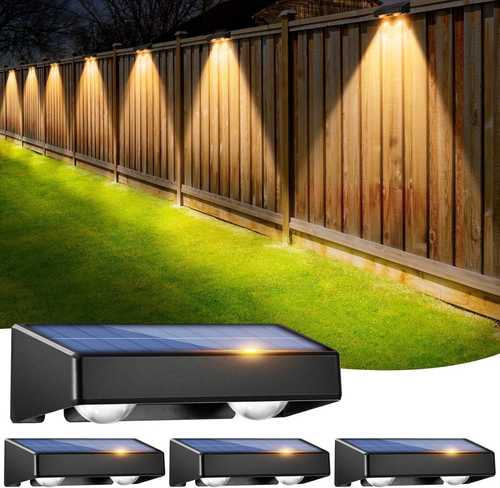 sununiny Solar Fence Lights Outdoor Garden,4 Pack Wall Lights Outdoor IP65 Waterproof,9 Colors 11 Modes RGB Garden Fence Lights Solar Powered for Outside Backyard,Pathway,Yard - Image 12