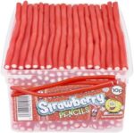 Strawberry Pencils Tub 1.1kg - Strawberry Flavour Candy with a Creamy Fondant Filling