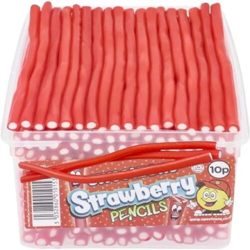 Strawberry Pencils Tub 1.1kg - Strawberry Flavour Candy with a Creamy Fondant Filling