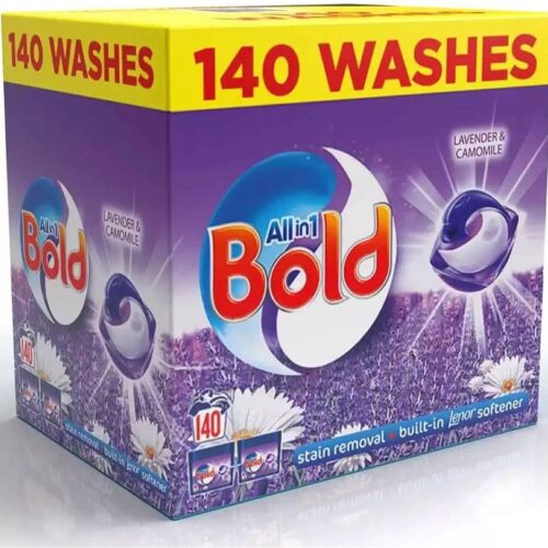 [First Order Discount]Bold All-in-1 PODS Washing Liquid Laundry Detergent Capsules, 140 Washes, 3.72 Kg Power Pack, Stain Remover For Clothes, Lavender and Camomile Scent