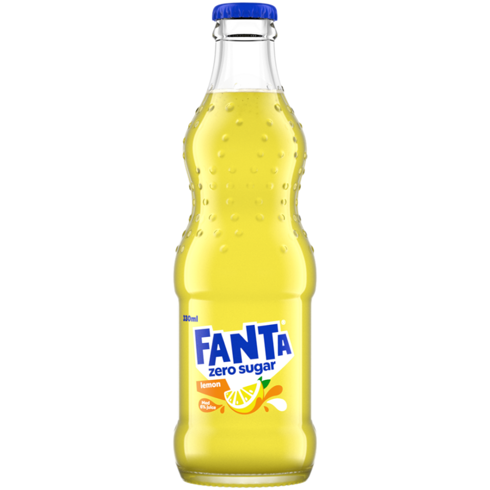 Fanta Lemon Zero Sugar Glass Bottle (Swedish)   11.2fl.oz (330ml)   tastydaily