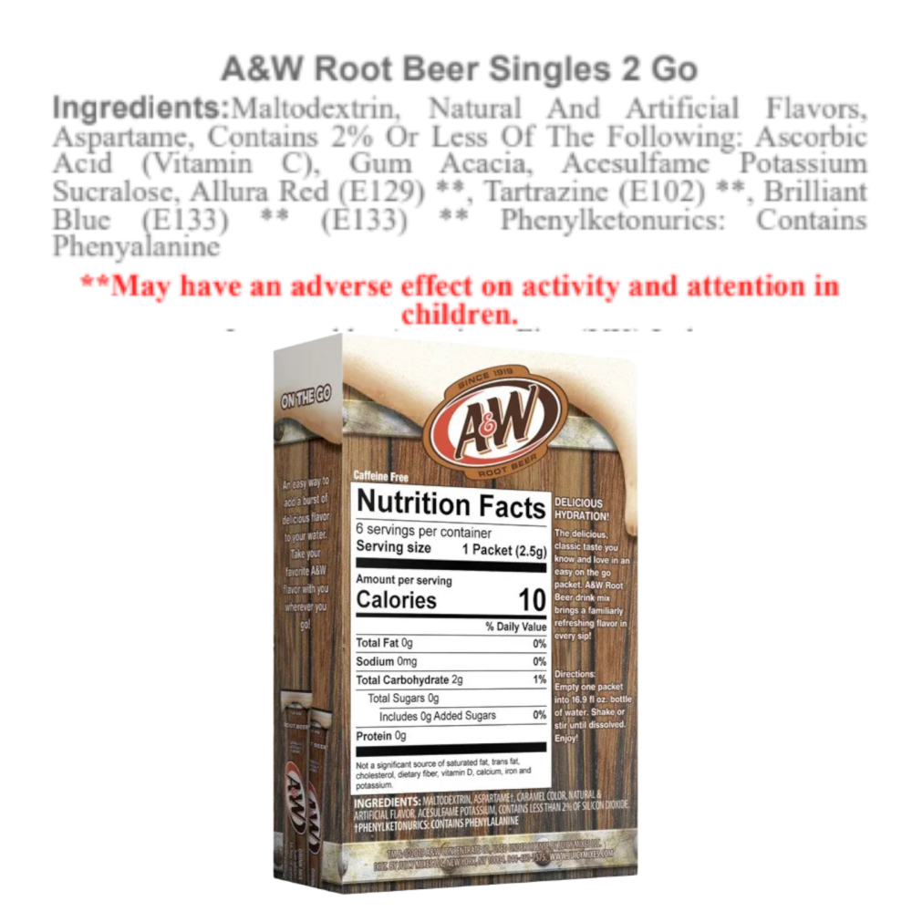 A W Root Beer Singles To Go Sugar Free Drink Mix   6 Pack (0.53oz (15g))   tastydaily - Image 2