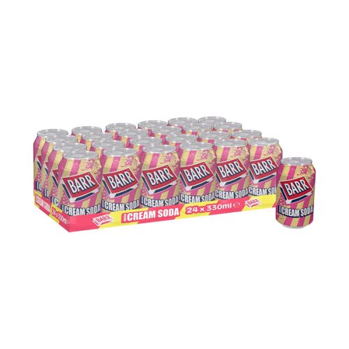 【2025 Hot Sale + Free Shipping】BARR American Cream Low Sugar Soda - 24 pack 330 ml Fizzy Drink Cans