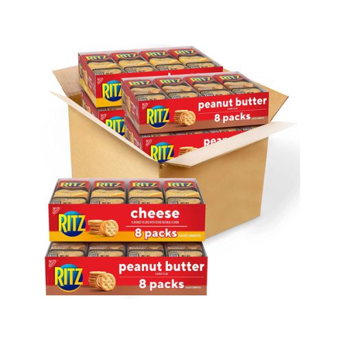 【2025 Hot Sale + Free Shipping】RITZ 32 Packs Peanut Butter Sandwich Cracker Snacks and Cheese Sandwich Snack Crackers Variety Pack