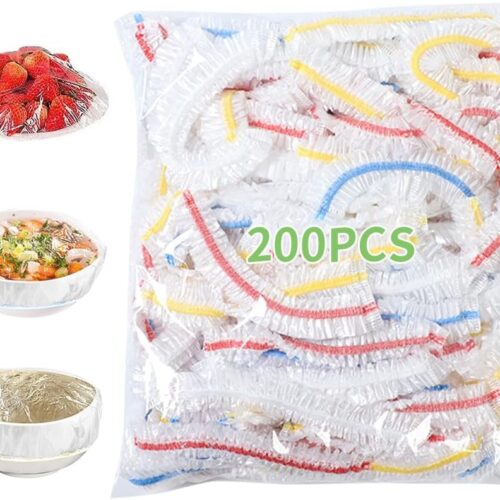 Plastic Bowl Covers, 100 PCS PE Food Grade Food Covers, Elastic Bowl Covers for Bread Proofing, Reusable Plate Dish Covers, Stretchable Fresh Keeping Bags for Food Storage