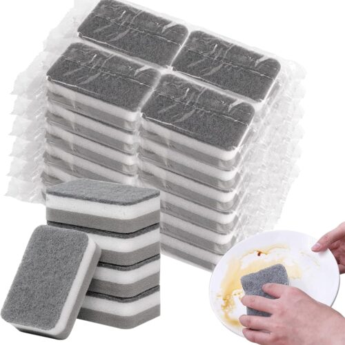 Sponge Individually Wrapped, Kitchen Dishwashing Sponge, Odor-Free Scouring Pad, Non Scratch Sponge Wipes Suitable for Travel Apartments (24 Pack)